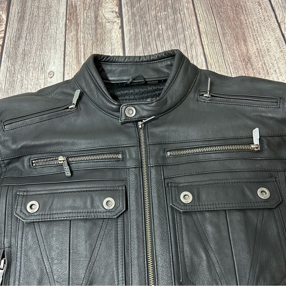 Harley Davidson Men’s Large Crossroads Reflective Black Full Zip Leather Jacket - Picture 4 of 16